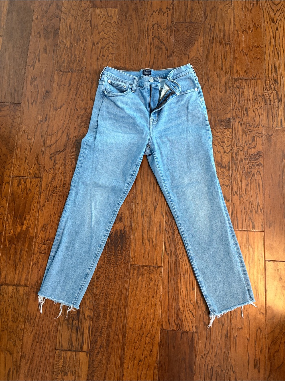 J. Crew Light Blue Cropped Frayed-Hem Jeans
